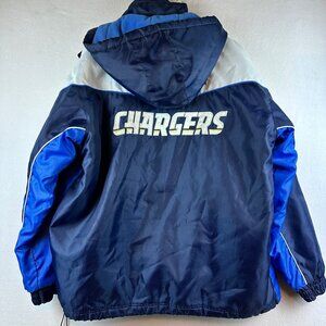 RARE Vintage Chargers Jacket Mens XL Fleece Vest Lined Sports NFL Windbreaker